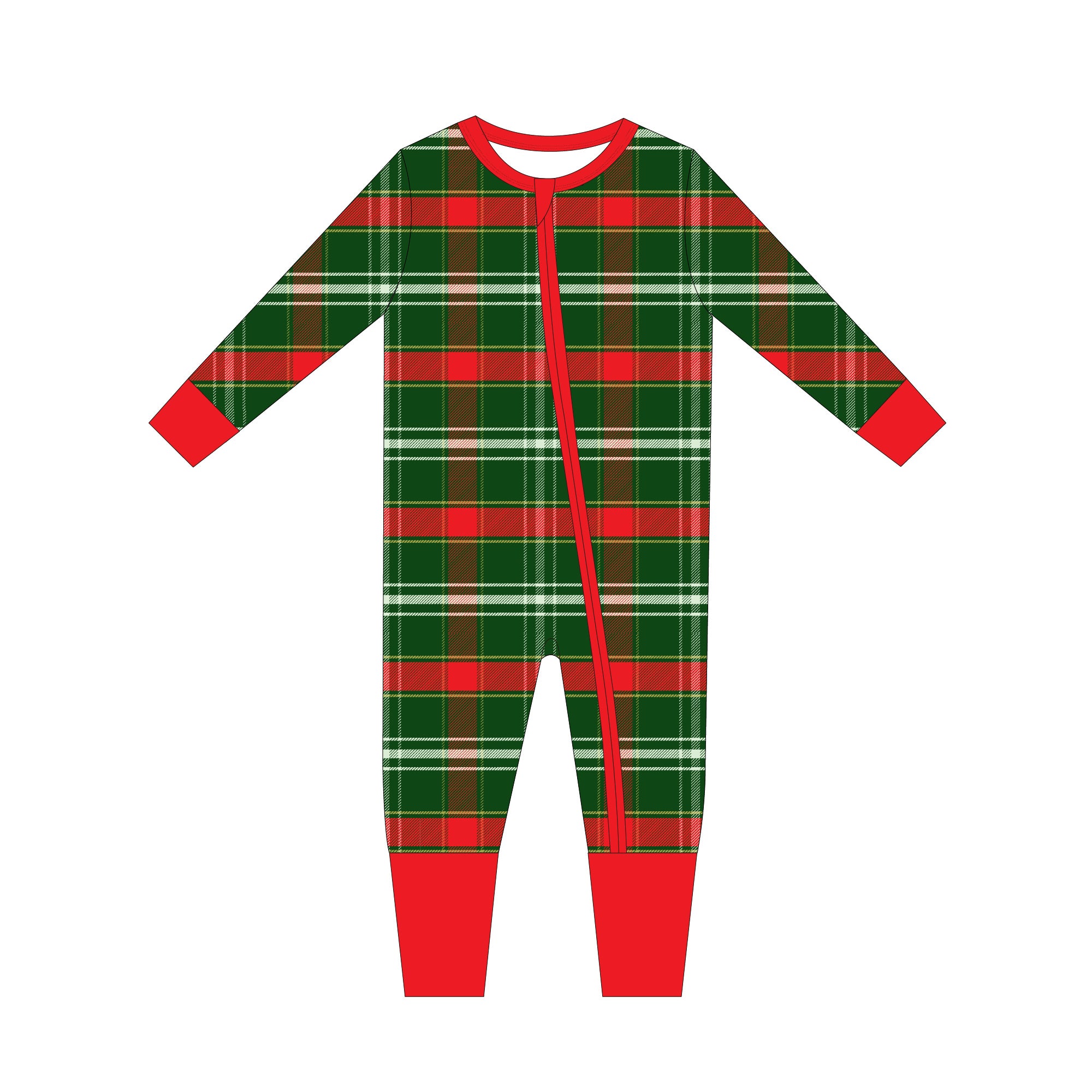Christmas Plaid Zip Romper