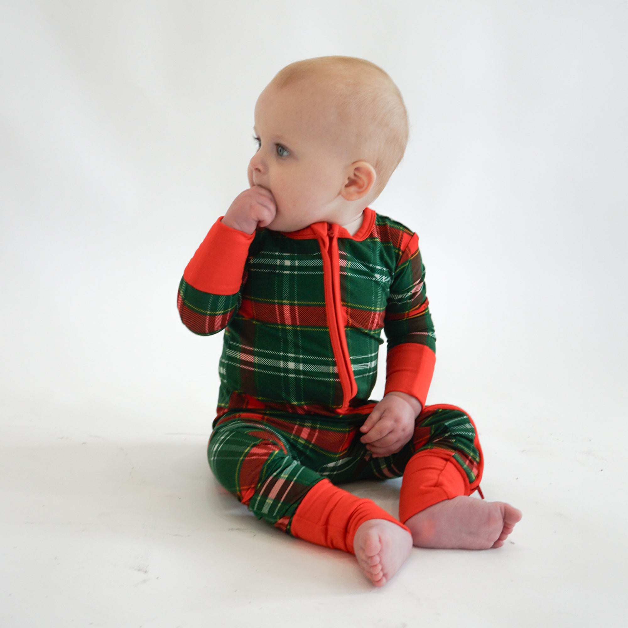 Christmas Plaid Zip Romper